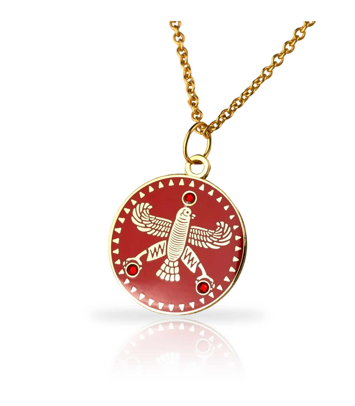 Anaar Shahbaz pendant on its gold chain